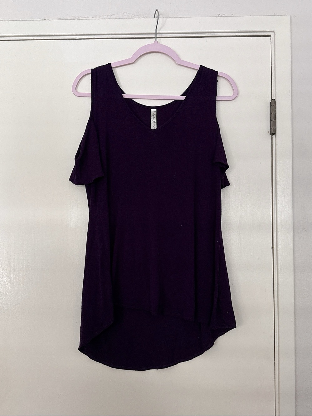 PerSeption Concept Purple Cold-Shoulder V-Neck Tank Top